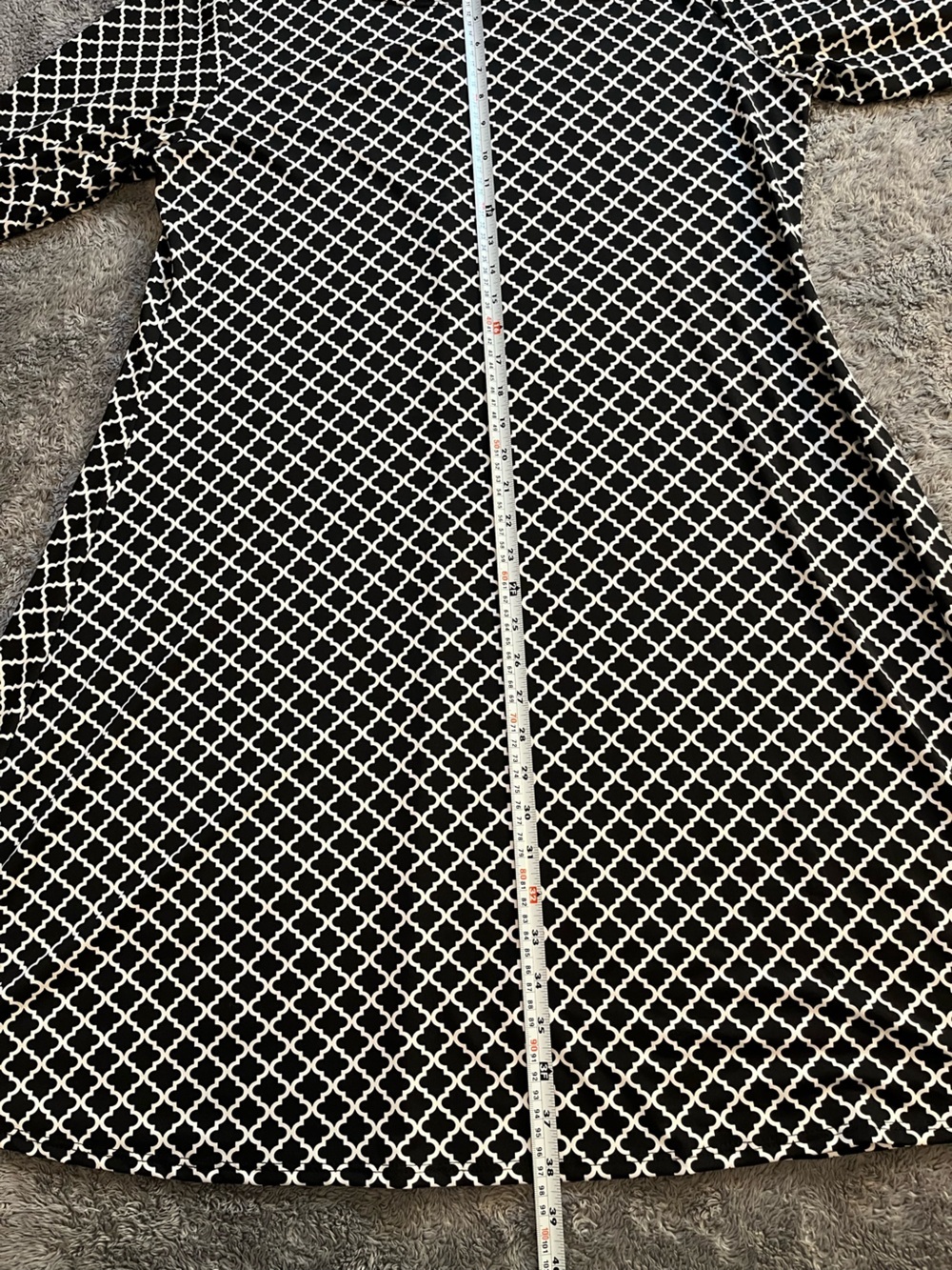 Ashley Blue Black & White Geometric Swing Dress 1X - Picture 4 of 5